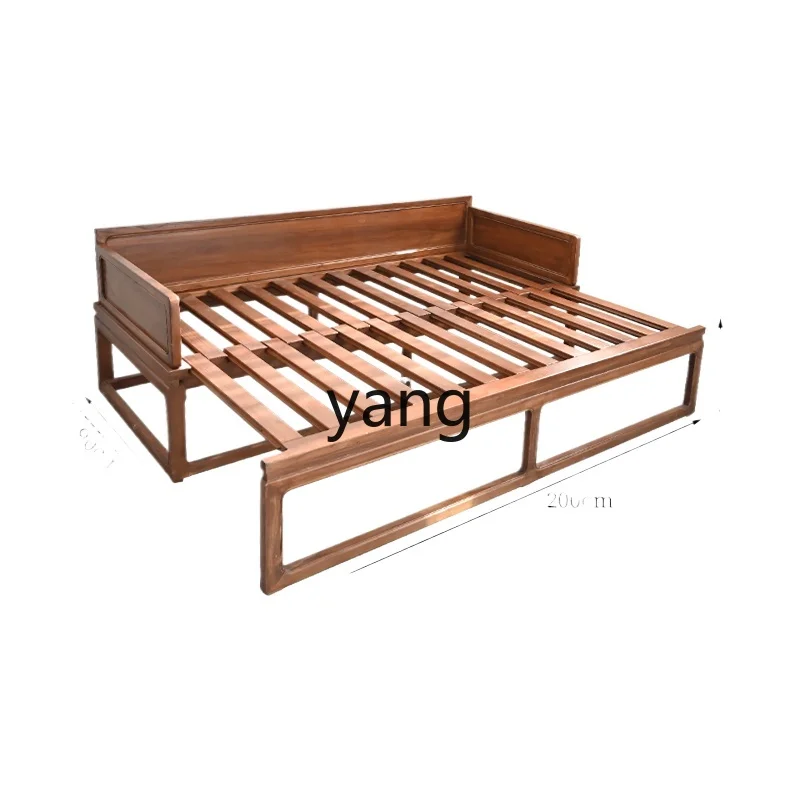 

TGF old elm solid wood simple sofa bed new Chinese pull zen couch push pull arhat bed