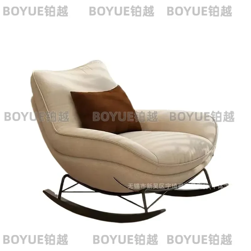 for Light Luxury Rocking Chair Large Balcony Living Room Recliner Single Cream Style Sofa Chair