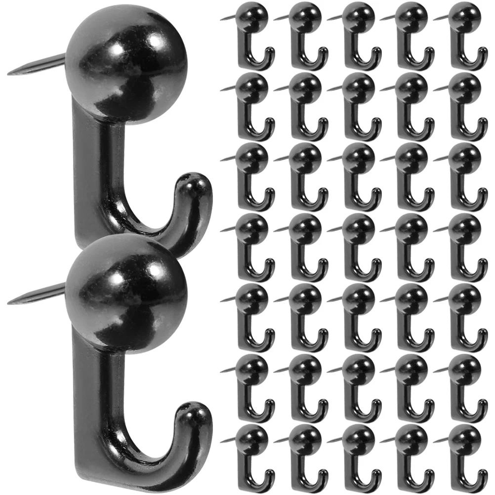 

50 Pcs Heavy Duty Clothes Rack Thumbtack Hook Office Pushpin Picture Lovely Tacks Portable Pushpins Black Decorative Thumbtacks