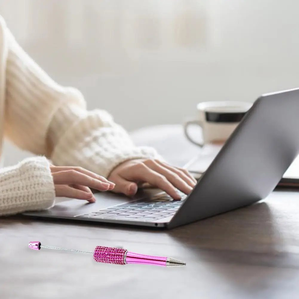 Student Writing Tool Ballpoint Pen Refill Replacement Assorted Colors Rhinestones Beaded Ballpoint Pen with Press for Writing