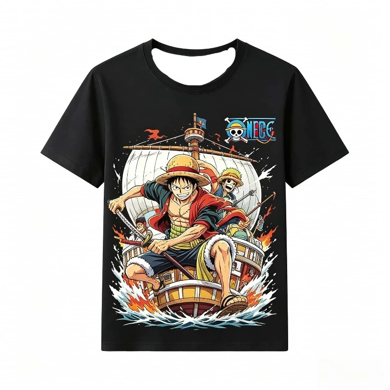 Summer New Arrival One Piece Luffy Sanji 3D Print Breathable Crew Neck T-Shirt Casual Streetwear Unisex Short Sleeve