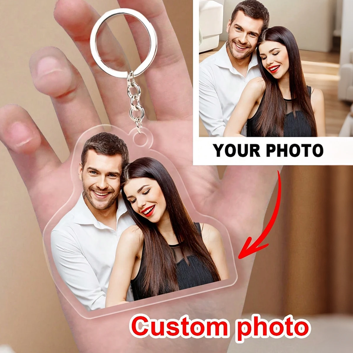 Custom Color Photo Acrylic Keychain, Keep Your Favorite Photos By Your Side.