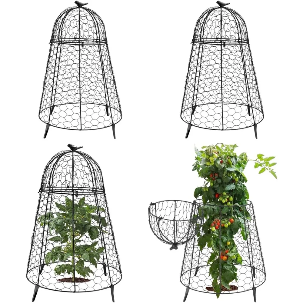 Plant Protector Chicken Wire Cloche 4 PCS, Plant Protectors from Animals, 18.7×12 Inch Large Garden Cloches Plants,Sturdy 2-in-1