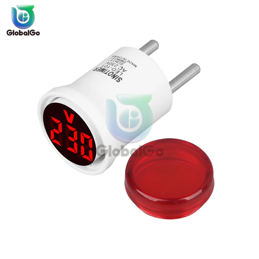 Voltímetro Digital Led com Plug ue Mini Medidor de Tensão Redondo Luz Indicadora Tester Medidor de Teste Detector Amp 30 mm ac 50500v