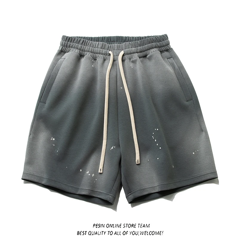 

Мужские повседневные брюки American Street Sle Mamba из хлопка 300G с эффектом потертости, свободного кроя, в стиле Streetwear, с принтом Splaed Ink