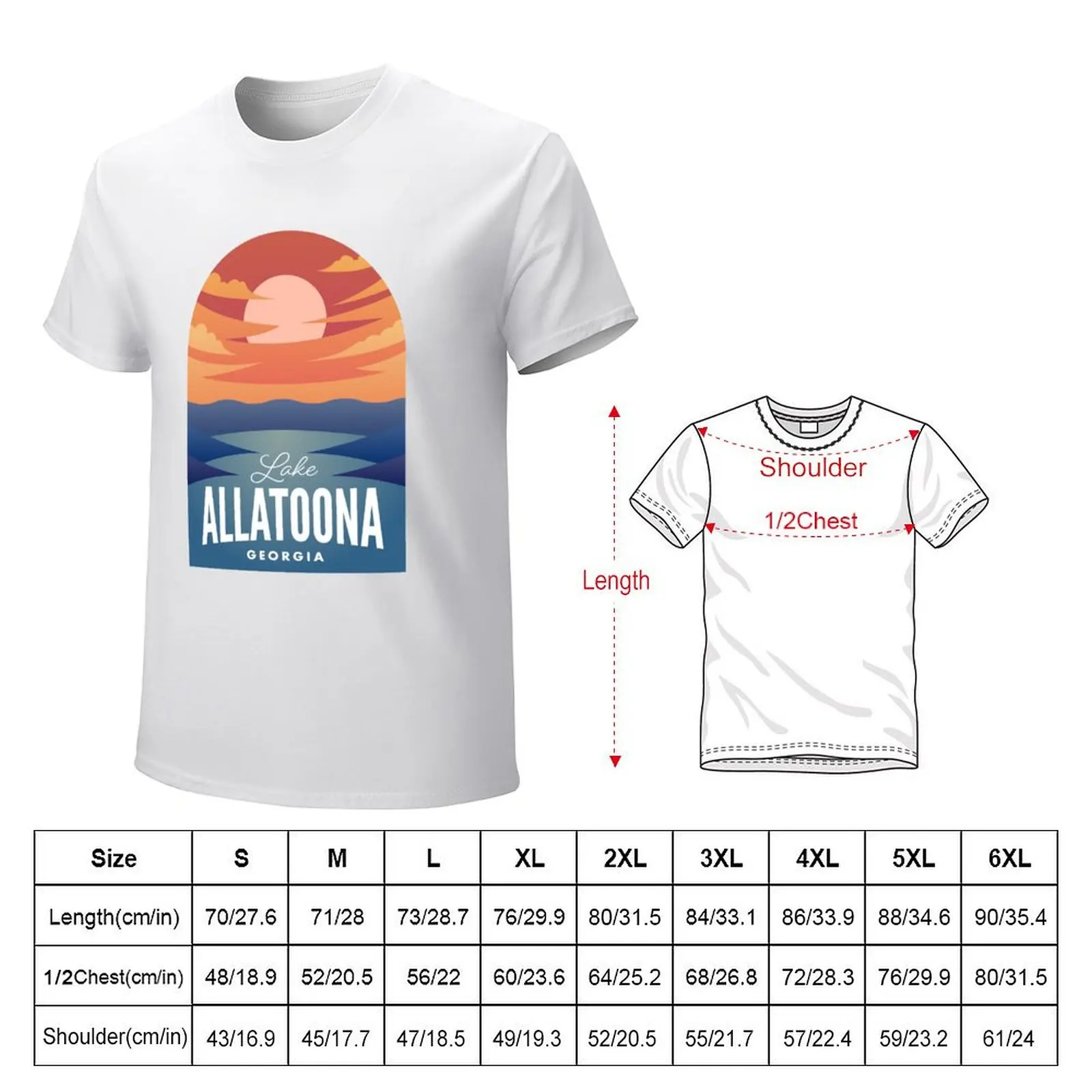 Lake Allatoona GA Retro Sunset T-shirt plus size tops oversized fruit of the loom mens t shirts