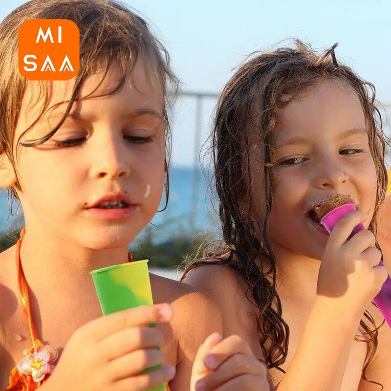 Silikonowa foremka do tubek do lodu Zabawna, trwała, kolorowa, najlepiej sprzedająca się, elastyczna, popularna, kolorowa foremka do kremu z pokrywkami Letnie akcesoria Pokrywy