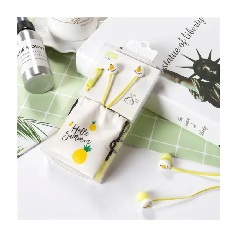 Cartoon Fruit Headset 3.5mm In-Ear Cute Girl Earplugs With Storage Bag Children Gift Headset for Xiaomi Huawei Iphone Samsung