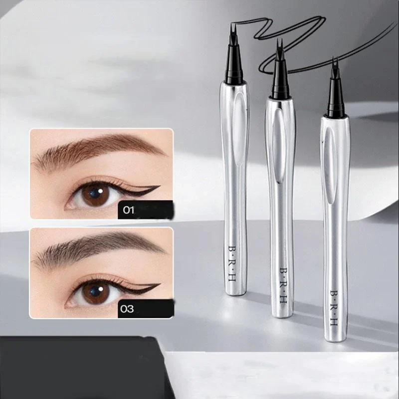 Crayon à sourcils liquide multifonctionnel 3 en 1, pointe Ultra-fine, 2 broches, pour sourcils, Eyeliner et cils inférieurs, résistant aux taches