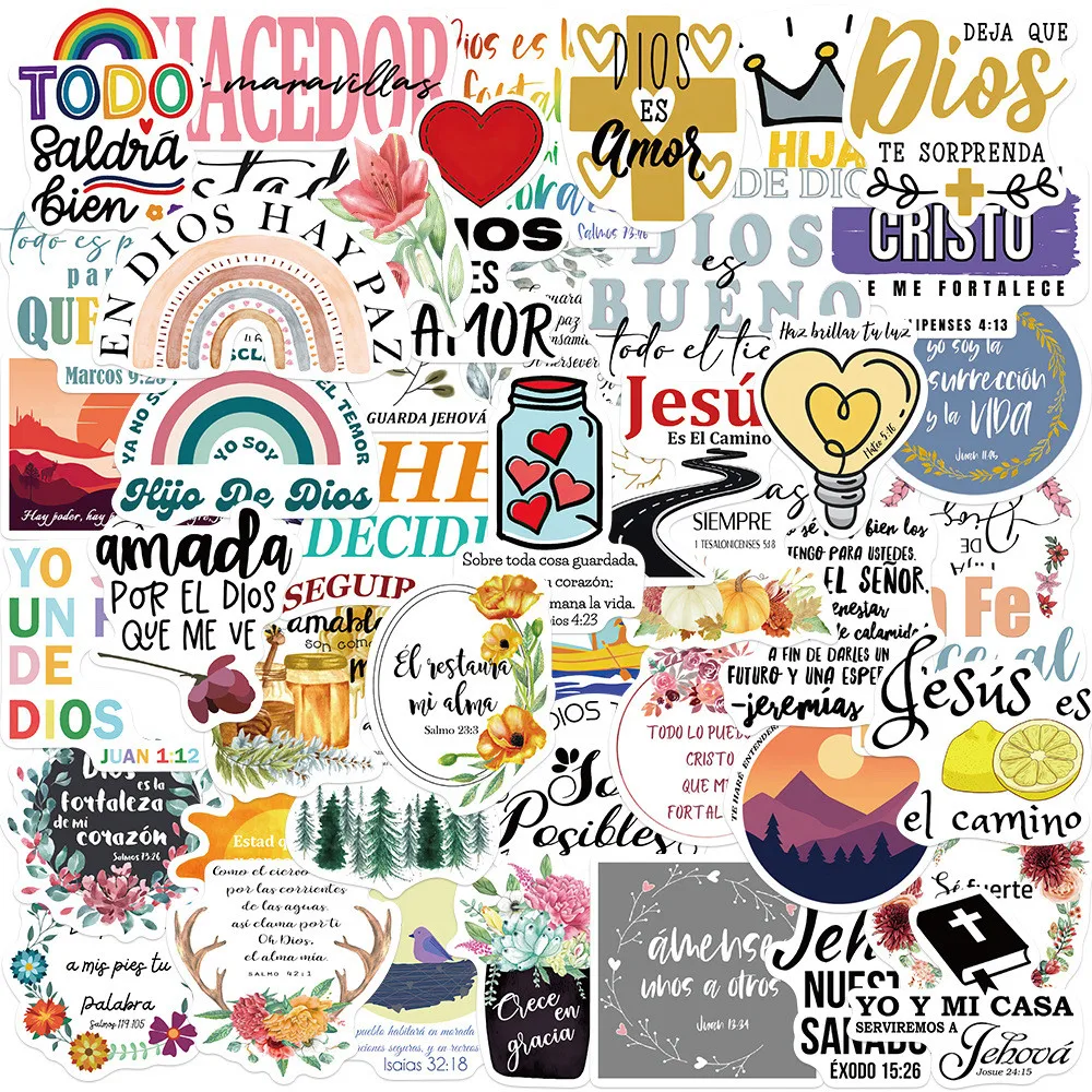50Pcs Spanish Inspirational Stickers Creative DIY Decals for Journal Phone Candle Decor LanLanStickersWorld Store