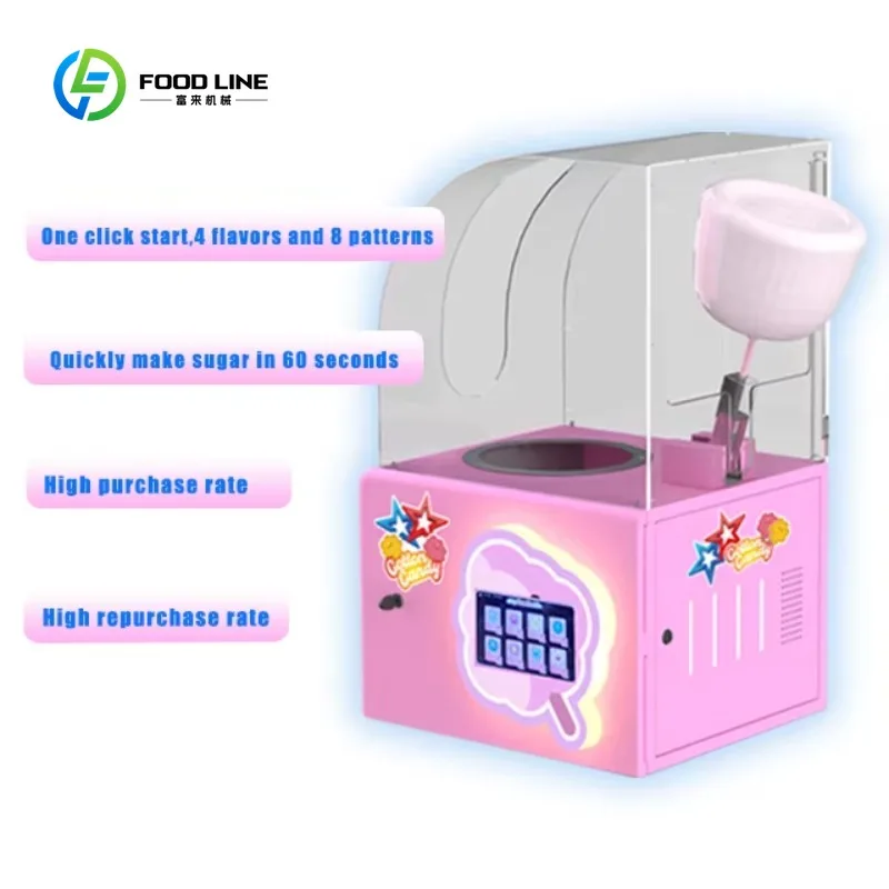 Customized New Small Semi Automatic Cotton Candy Machine Robot Electric Fancy Sugar Cotton Candy Vending Making Machine for Sale