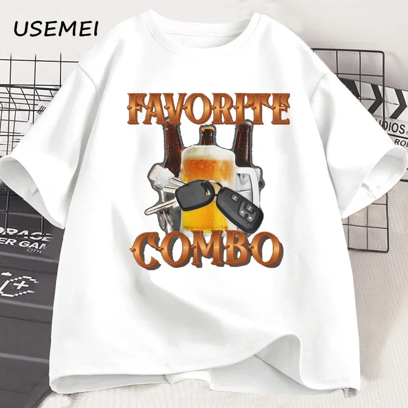 Favorite Combo Funny Meme Ironic T-Shirt Men Funny Weirdcore Clothing Unhinged T Shirt Casual Cotton Short Sleeve Tshirts