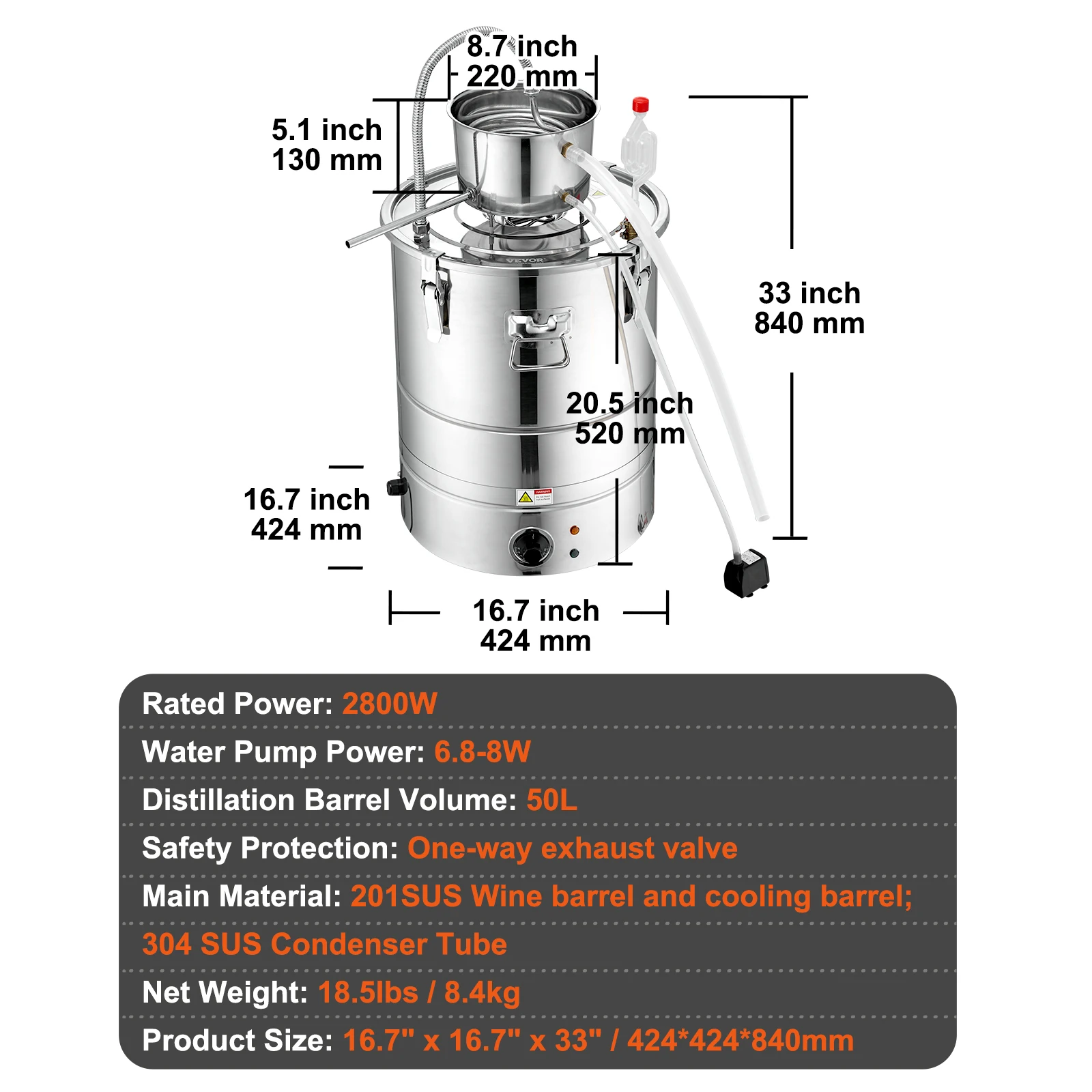 SucceBuy 30/50L RVS Alcohol Distilleerapparaat Alcohol Still Essentiële Oliën Brouwen DIY Whisky Wijn Brandewijn Distilleerderij Thuisgebruik