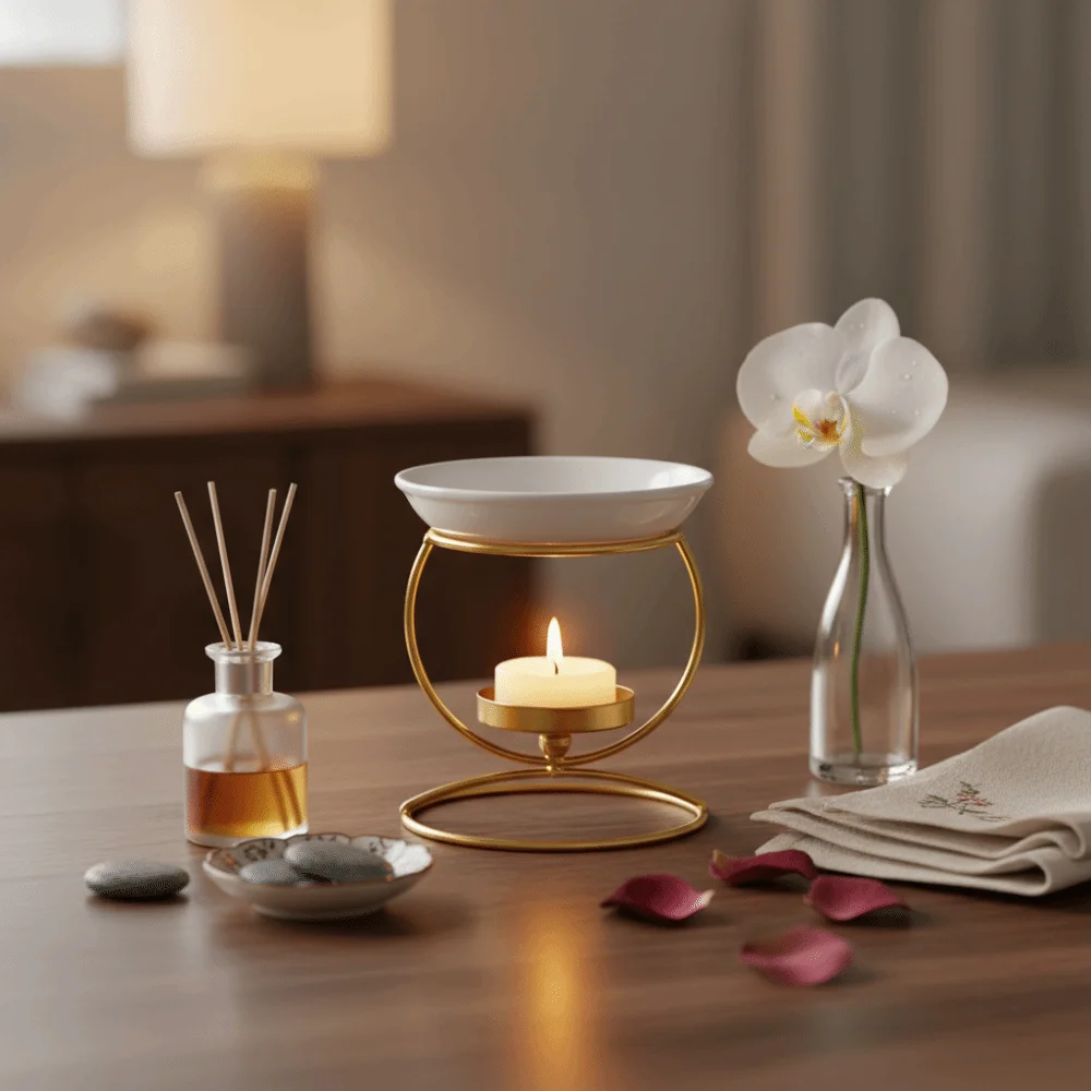 Creative Minimalist Essential Oil Burner Modern Decorative Aromatherapy Candle Holder Iron Candle Heating Holder Wellness Room