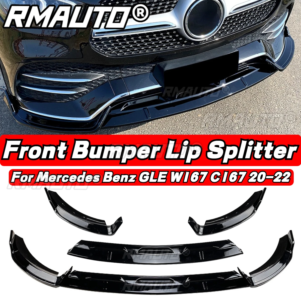 W167 GLE Lip Front Bumper Splitter Spoiler Diffuser Body Kit for Mercedes Benz W167 C167 GLE350 GLE450 2020-2022 Car Accessories view 5