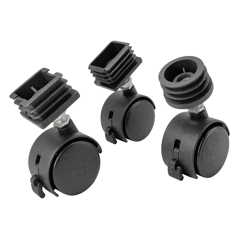 4 Pcs 1.5‘’ Square Tube Light Mobile Brake Adjustable Foot Sliding Universal Wheel Push Adjustable Screw