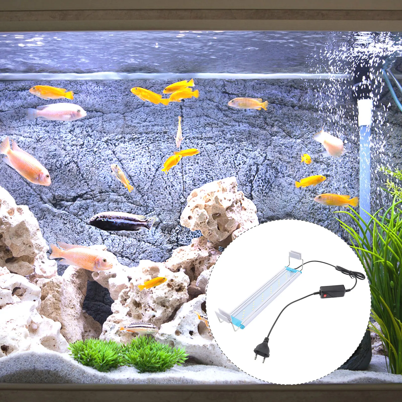 

28cm Fish Tank LED Light Pure White Aquatic Plant Lamp Aquarium Frame Lighting Device High Brightness Long Lifespan Waterproof