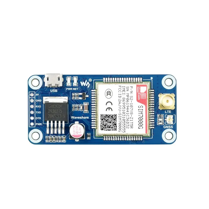 Waveshare SIM7000G NB-IoT / Cat-M / EDGE / GPRS HAT for Raspberry Pi, GNSS, Global Band Support