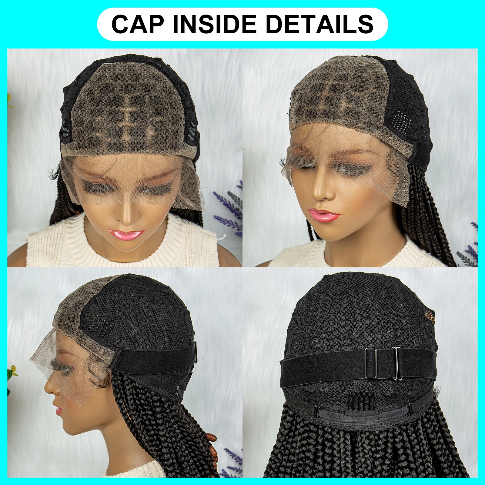 KIMA Lace Front Braided Wigs Synthetic Lace Front Wig Braid African With Baby Hair Braided Lace Front Wigs With Beads 14 inches