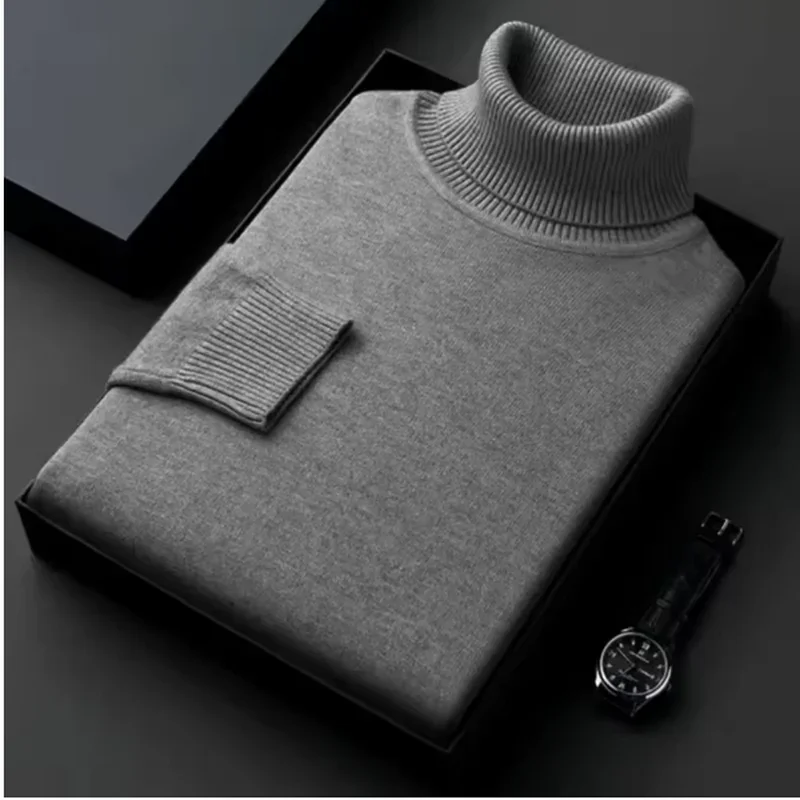 

Cashmere Cotton Blend Turtleneck Men Sweater 2025Autumn Winter Daily Basic Warm Knitted Pullover Man Casual Jumper Pull Homme