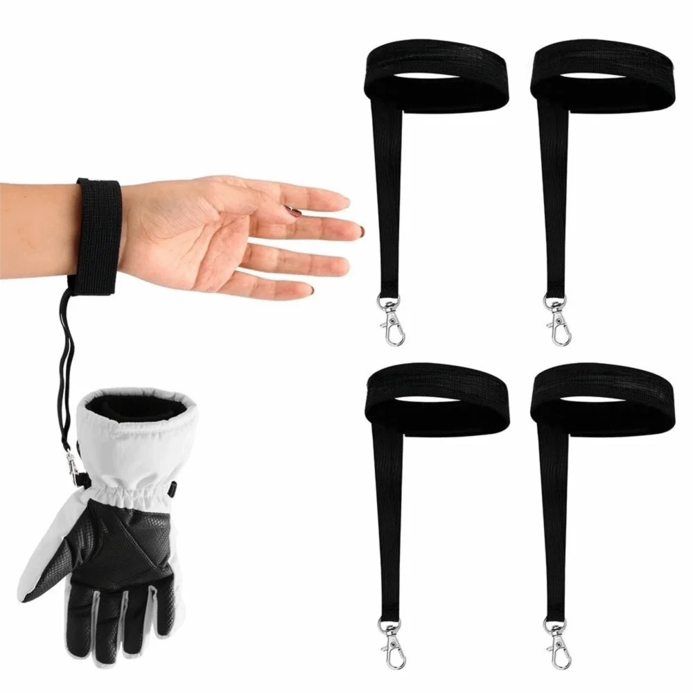

4Pcs Adjustable Design Elastic Wrist Straps Nylon Material Metal Button Ski Glove Leashes Elastic Construction Wrist Straps