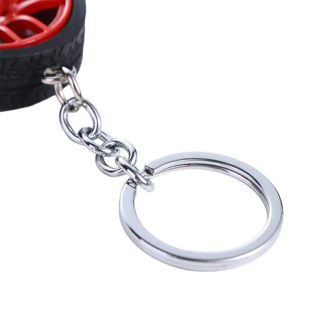 Funny Simulation Tire Car Wheel Keychain Alloy Wheel Rim with Brake Disc Rubber Tire Keyring Auto Wheel Silicone Car Lover Gifts