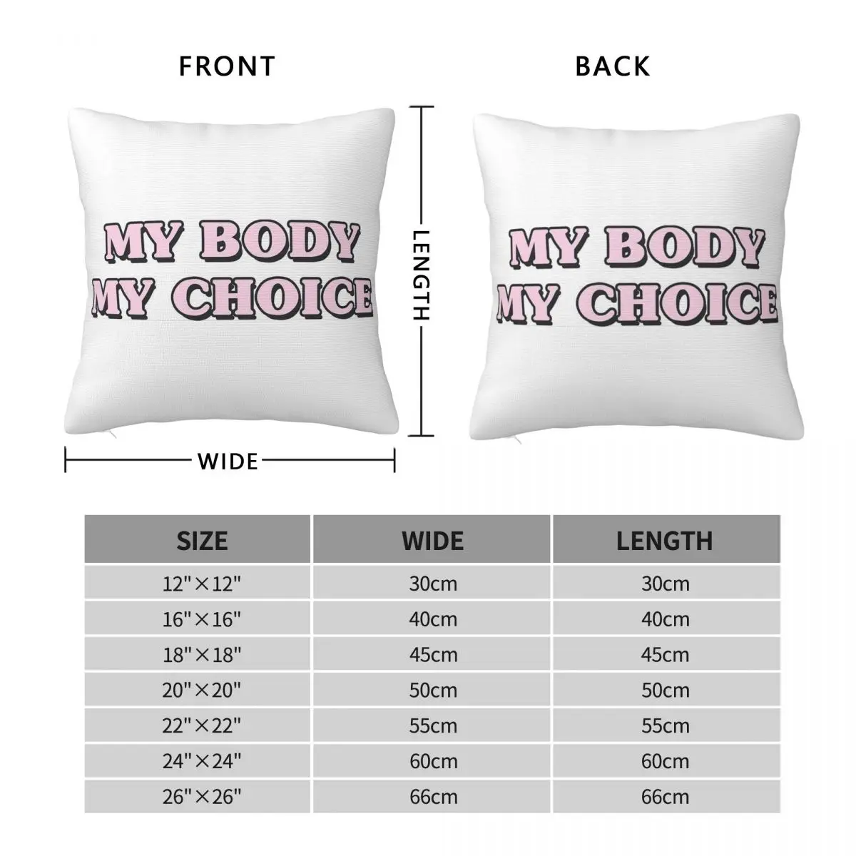 My Body My Choice Square Pillowcase Pillow Cover Polyester Cushion Decor Comfort Throw Pillow for Home Car