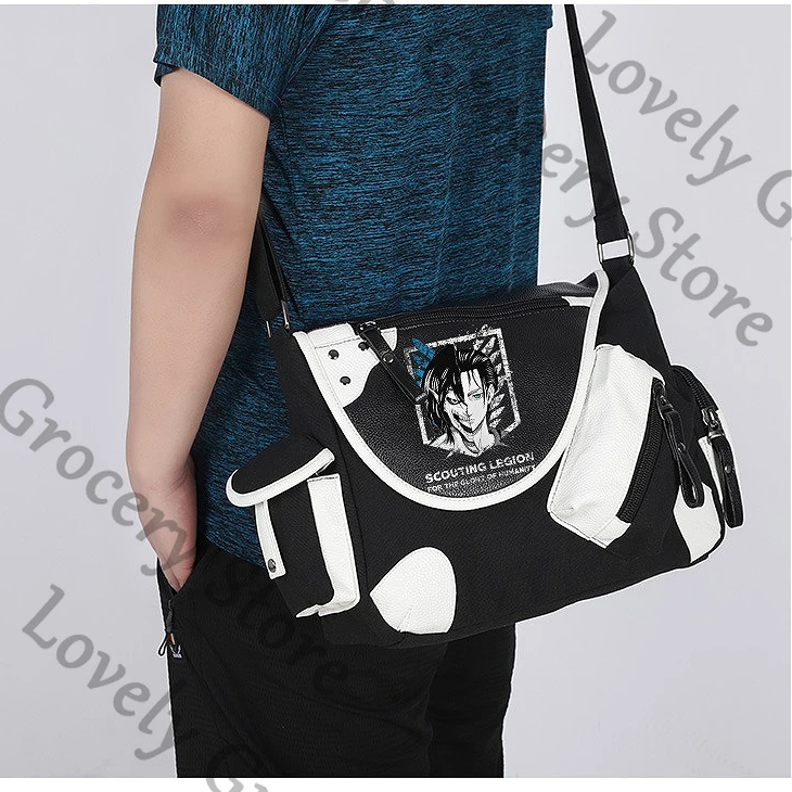

Anime Shingeki No Kyojin Levi Ackerman Attack on Titan Cosplay Cartoon Single-shoulder Bag Messenger Bags Backpack Mascot Gift