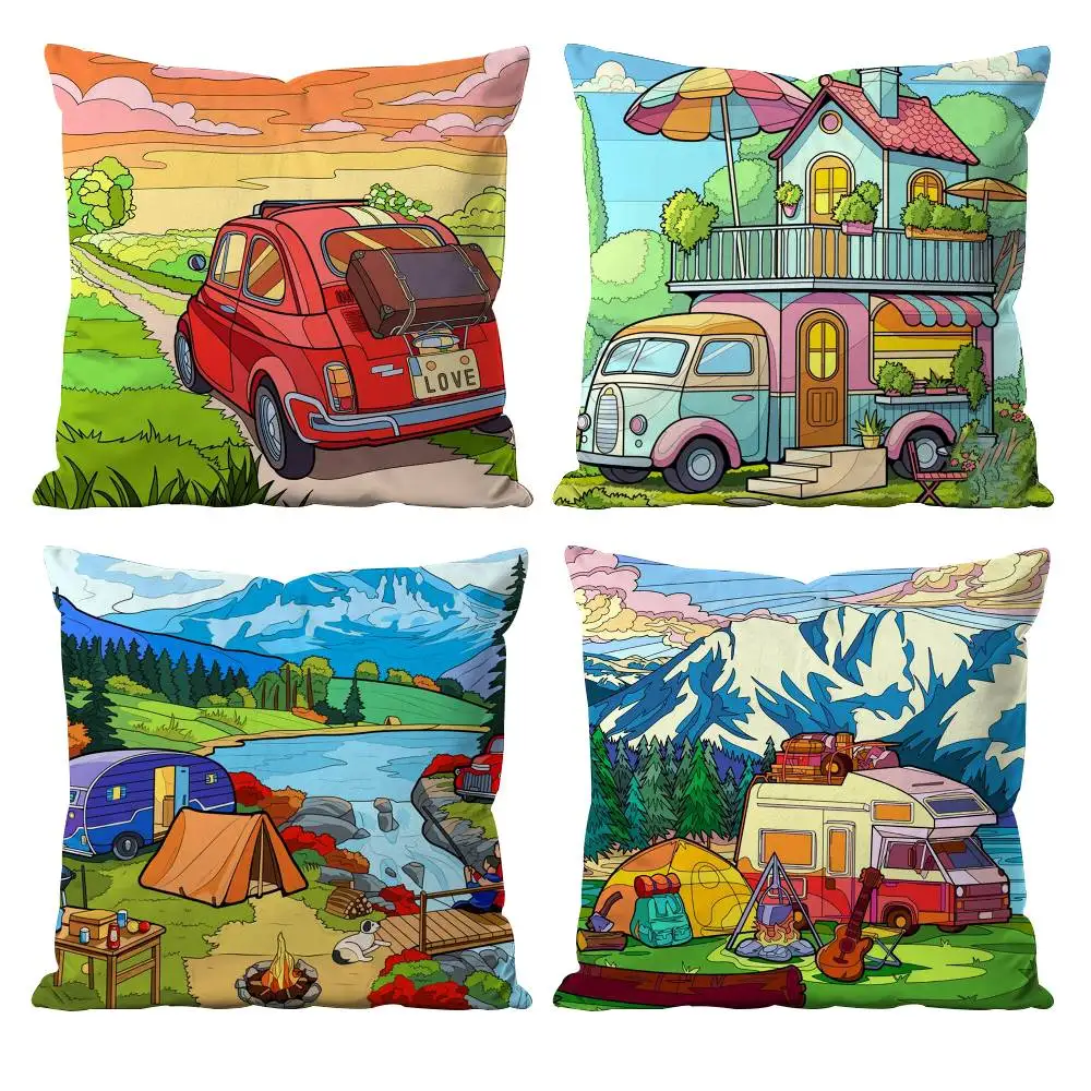 سعيد العربة الكرتون البيت كيس وسادة مكافحة الغبار المخدة غير مرئية سستة حريري قصير أفخم غطاء وسادة أريكة