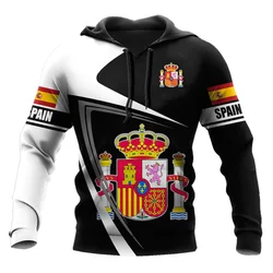 Sudadera con capucha con gráfico de emblema español para hombre, ropa Pop 3D con estampado de bandera nacional de España, sudaderas con capucha para mujer, jersey de moda Harajuku y2k