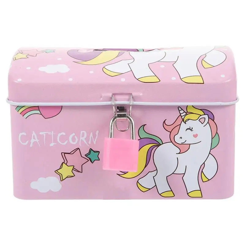 

Bank Kids Adult Piggy Bank Banks Money Unicorn Coin Box Kids Saving Pot Lock Animal Jar Metal Storage Banks Cartoon Random color