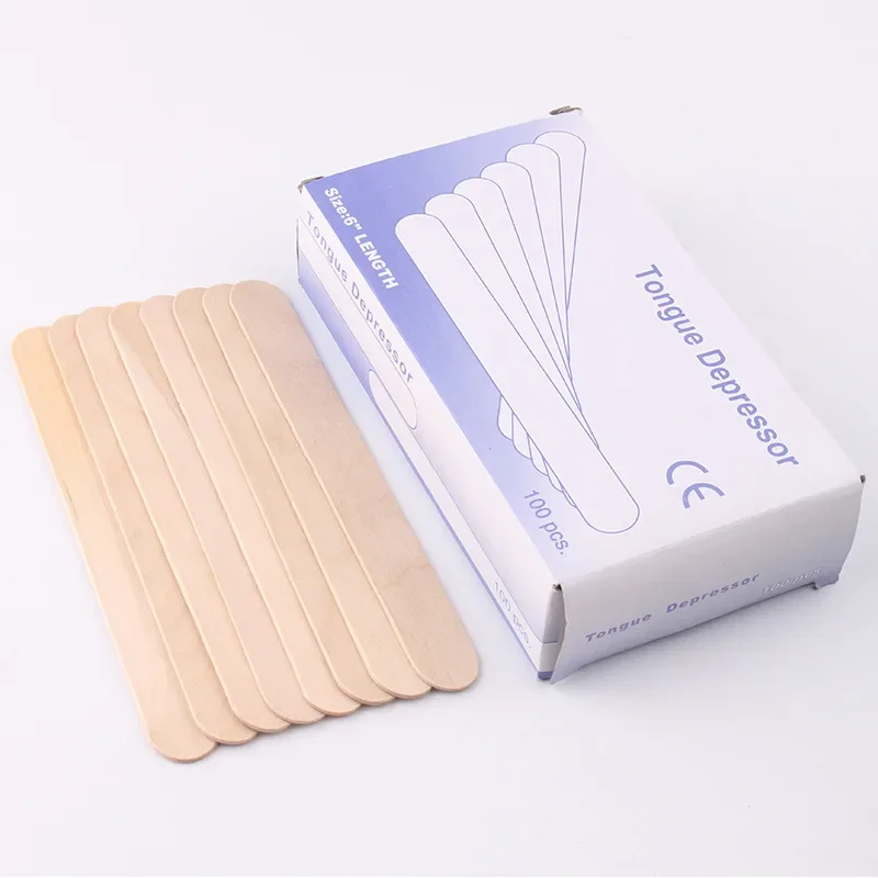 Espátulas de cera de madera desechables, aplicadores de palo de depilación de 6 \