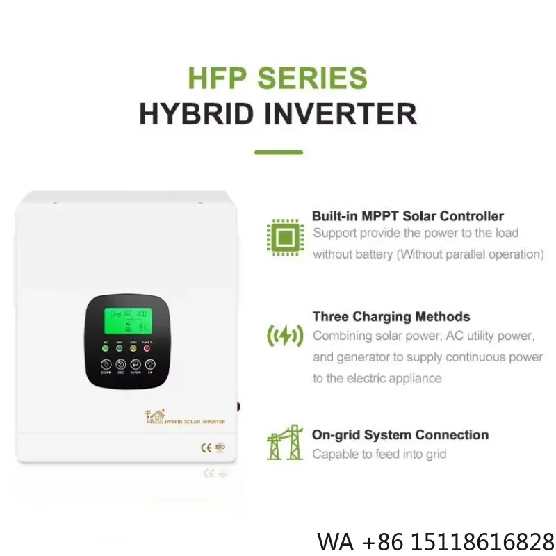 Off-grid Inverter Charger 3kva 24v Pure Sine Wave with MPPT Controller Monocrystalline Solar Support Lithium Ion Battery