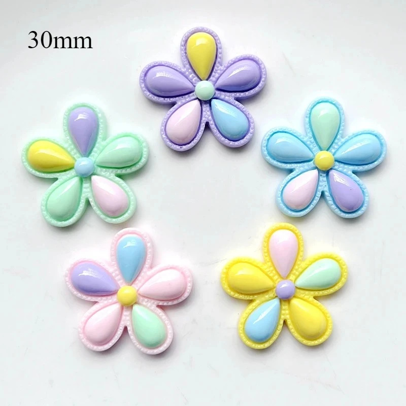 5pcs/lot New 30mm resin flower raised angle flat back beautiful circular flat back decoration for DIY decorative accessories