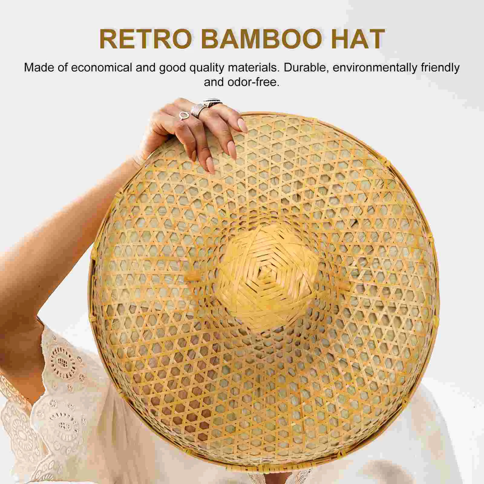 Bamboo Material Weaving Hat Fisherman Bamboo Hat Retro Bamboo Hat Rain Proof Hat Party Hats Straw Sun Visor Festive Supplies