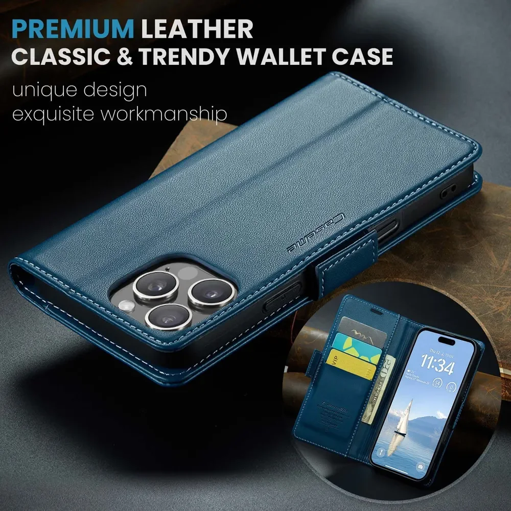 

Suitable for Apple iPhone16 Protective Card Holder Stand with Magnetic Closure Shockproof Wallet Cover coque