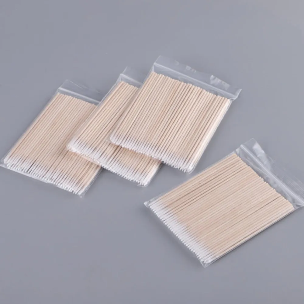 100/200/300/500Pcs Nails Wood Cotton Swab Cleaning Microbrush Eyelash Sticks Buds Tip Ear Makeup Eyebrow Sticks Glue Removing