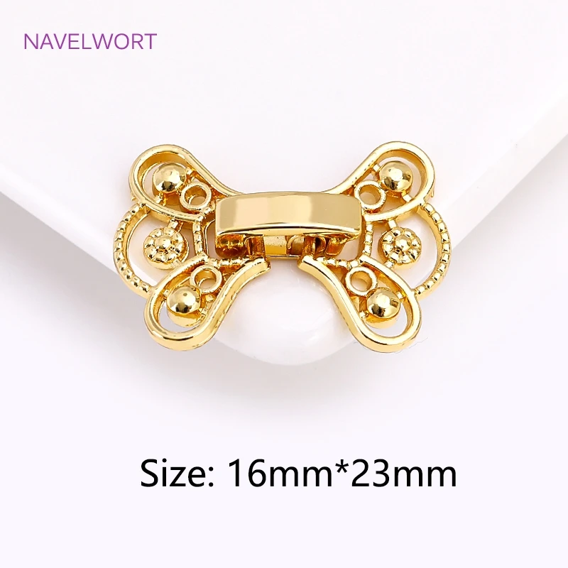 16*23mm Brass End Connector For Bracelet Necklace Making,18K Gold Plated Flower Texture Clasp Hook Fastener DIY Jewelry Material