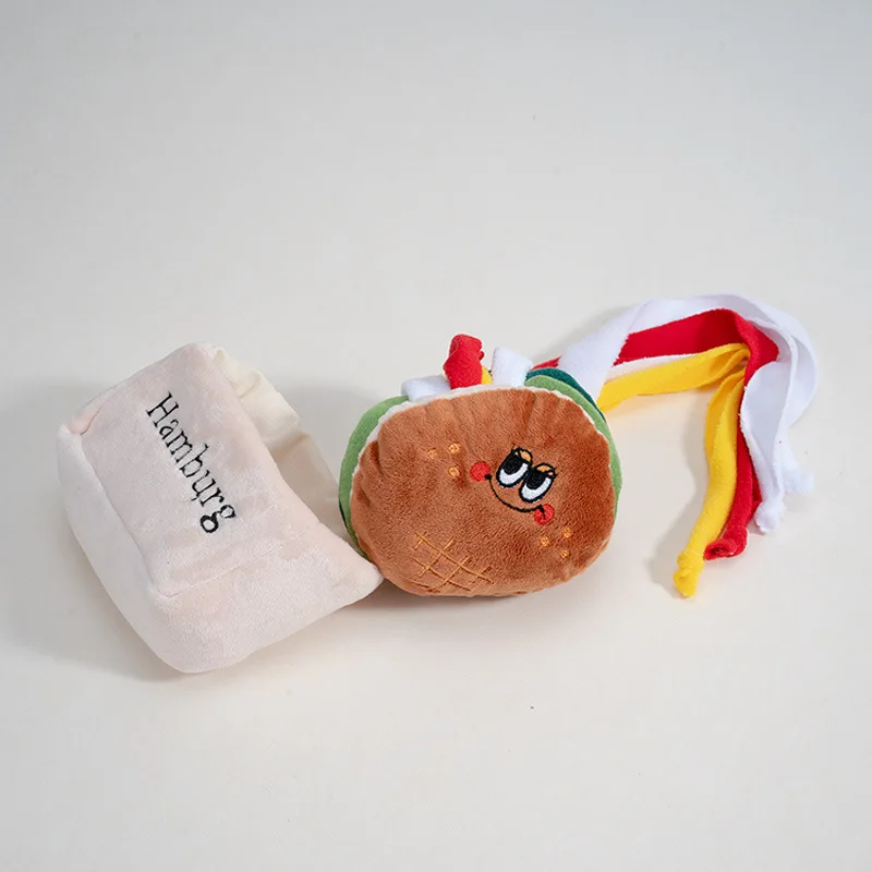 INS Hamburger Sandwich Toy Sticky Paper Hidden Food Pet Hidden Food Sash Sound Toy Dog Puzzle Toys Dog Accessories