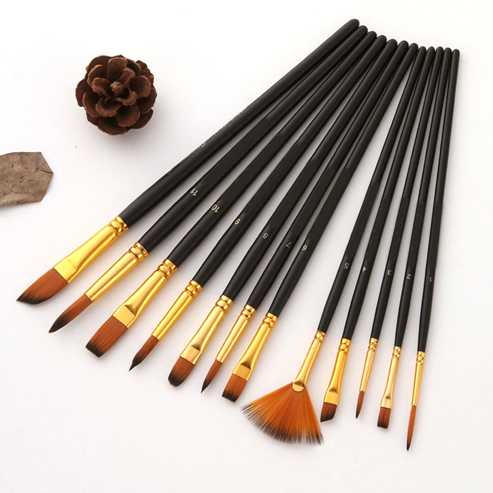 

12 Pcs Art Brush Set Hair Paint Guys Paintbrush Artist Brushes Detail Watercolor