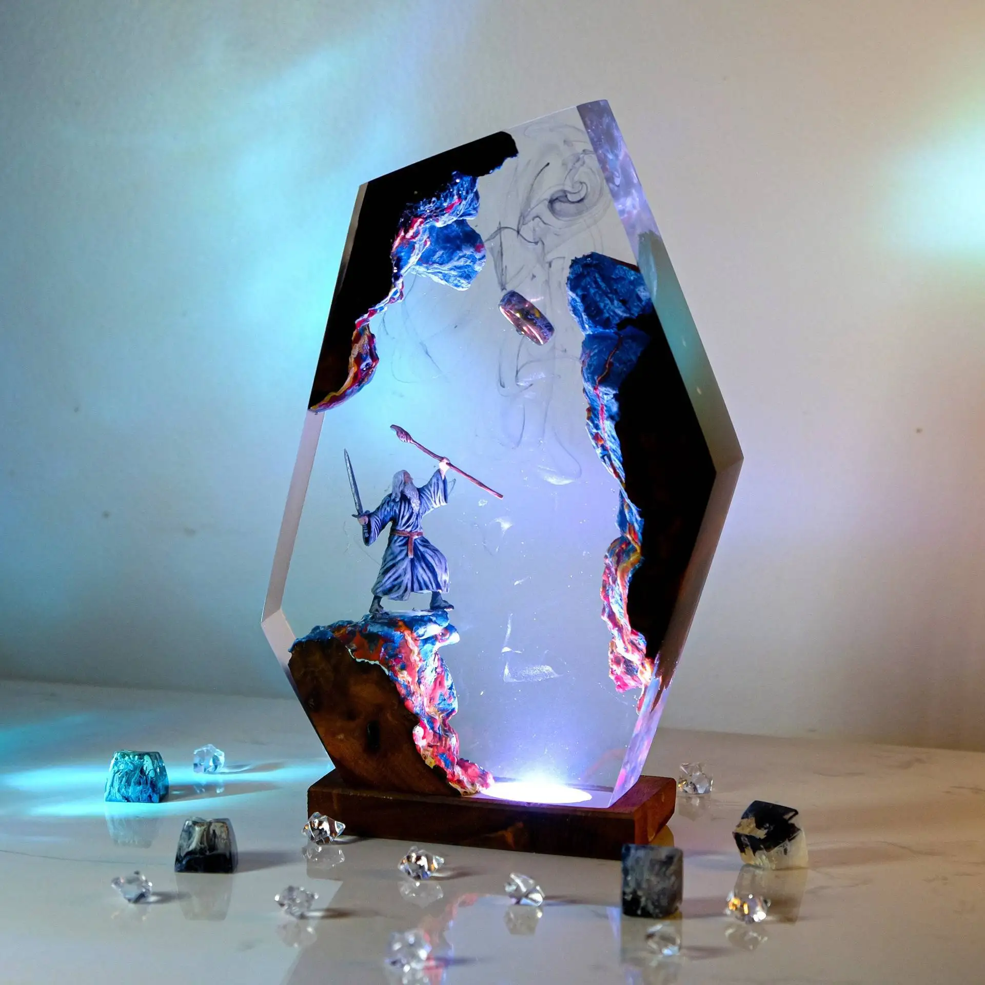 Movie Scence Figure Table Resin Lamp Magic Ring Colorful Night Light Customized Creative Artistic Desktop Home Decor USB Charge view 4