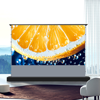92 100 120 133 150 inch 4K Electric Motorized Floor Rising Projection Screen Black Crystal ALR Screen For Long Throw Projectors