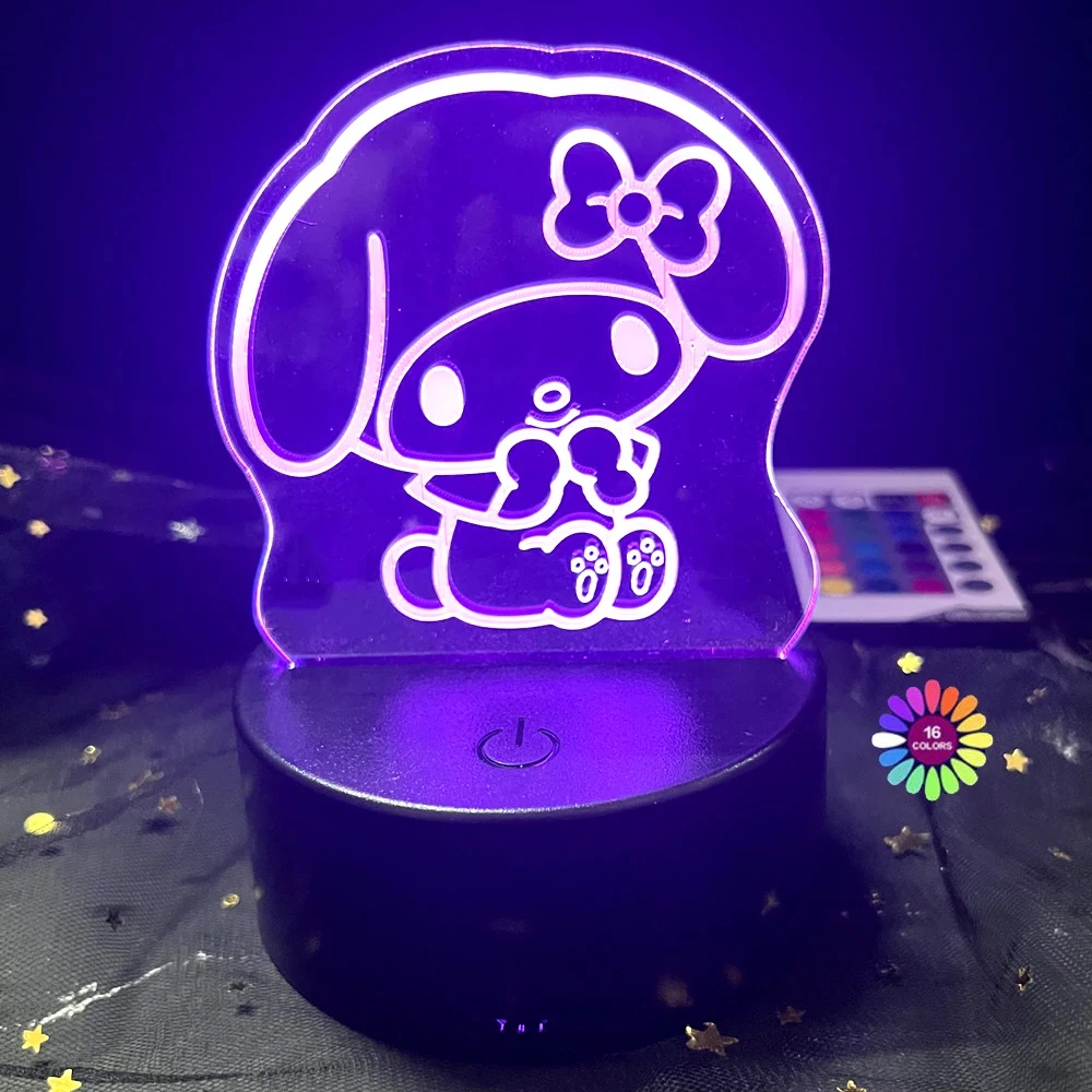 3D Night Light Kuromi Sanrio Anime Character 7/16 color band remote control LED night light Bed Room Decoration Birthday Gift