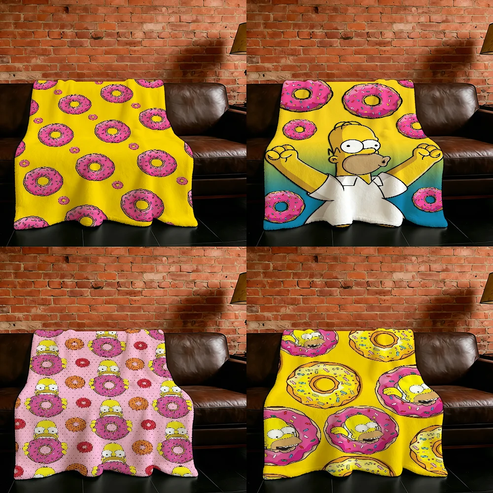 Animation Donut S-Simpson-ES Blanket Flannel Warm Soft Throw Blanket For Room Sofa Childish Birthday Gifts