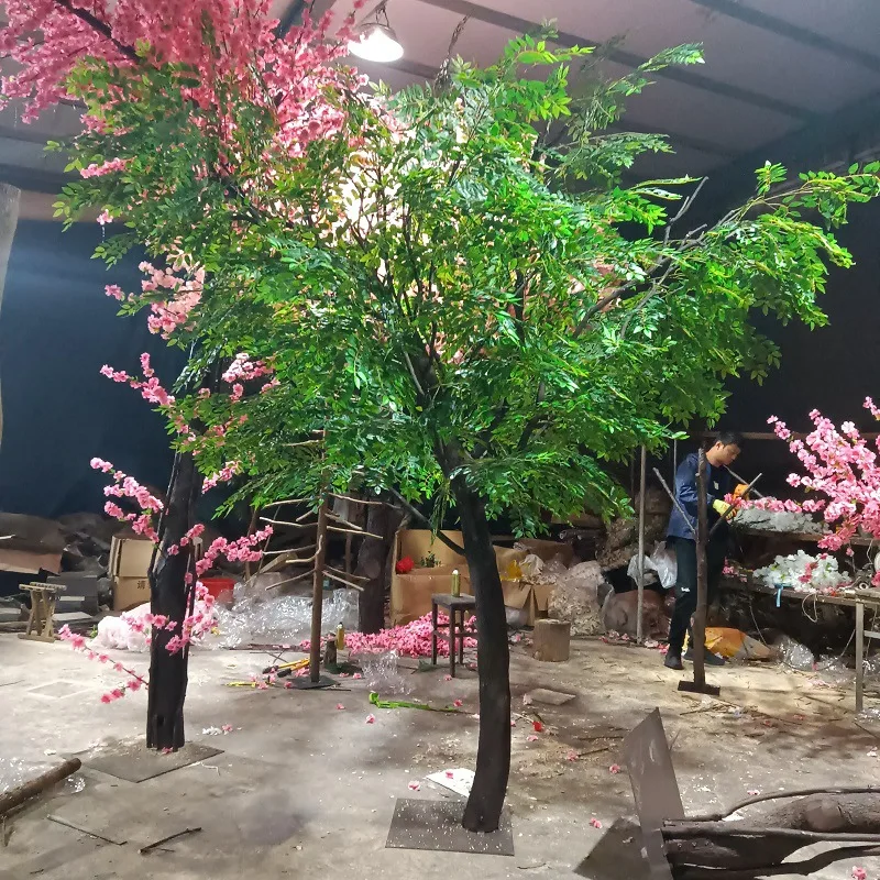 Simulation of elm fortune tree green plant garden landscape hotel shopping mall courtyard large fake tree floor decoration