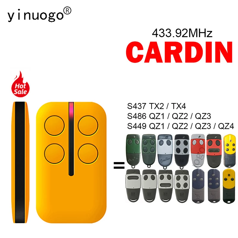 CARDIN S486 S449 QZ1 QZ2 QZ3 QZ4 S437 TX2 TX4 Remote Control Garage Door Opener 433.92MHz