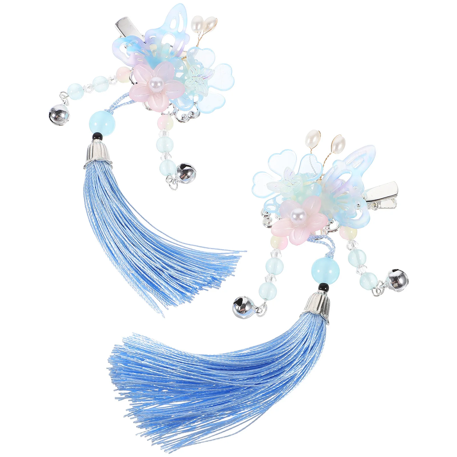 

1Pair Butterfly Hanfu Hair Clips Tassel Hairpins Elegant Chinese Hair Accessories for Wedding Teen Girl Bridal Styling