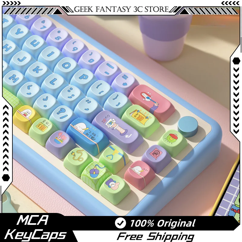 2024 New Going Work Theme Keycap 138/158key Mda Profile Pbt Thermal Sublimation Mechanical Keyboard Cartoon Anime Game Keycap