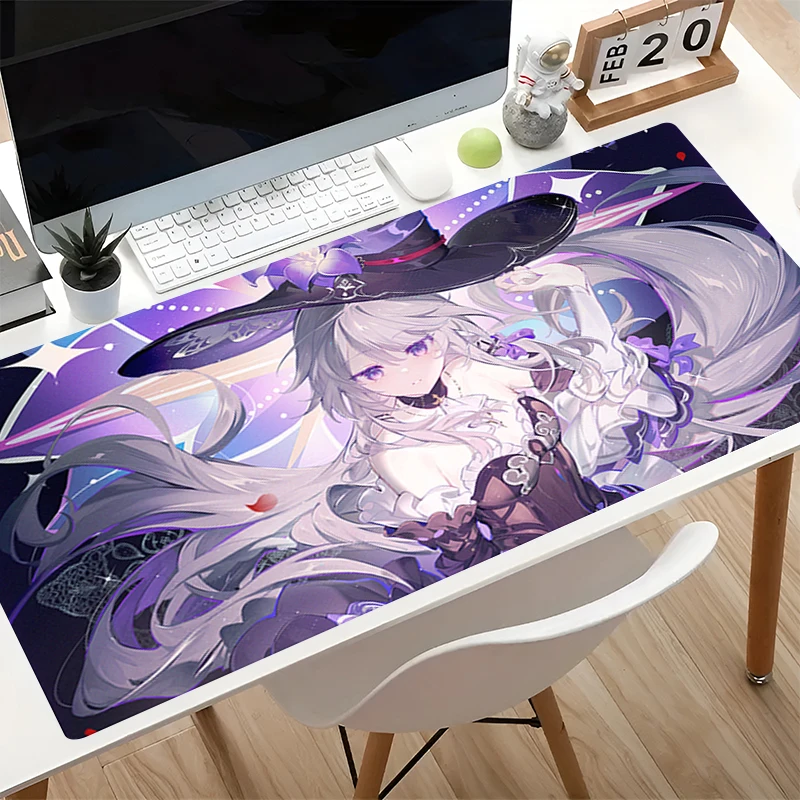 Office Mouse Pad H-honkai Star Rail Herta kawaii Computer Desk Mat Lock Edge Esports Gamer keyboard mat Purple Extended Mousepad