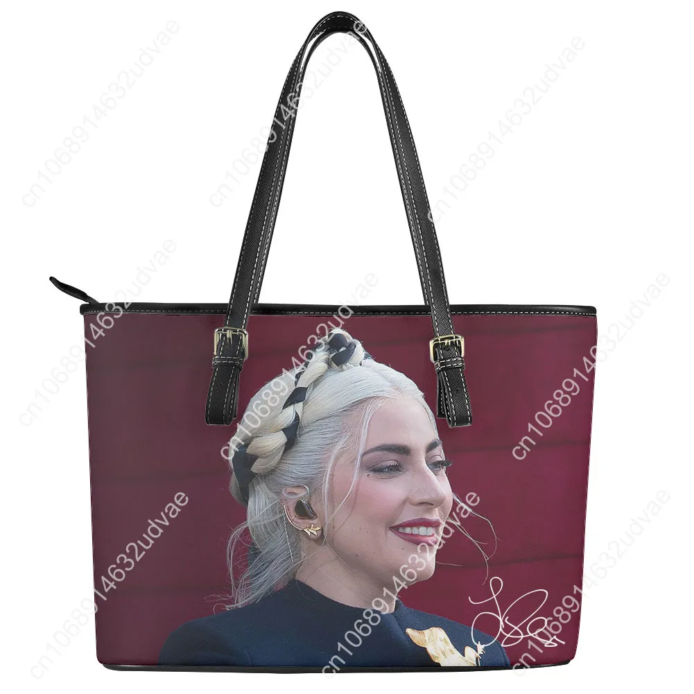 Lady Gaga Handbag Womens Mens Personalized Tote Bag Fashion Shoulder Bag Business Commuter Leather Purse Travel Grocery Bag Gift